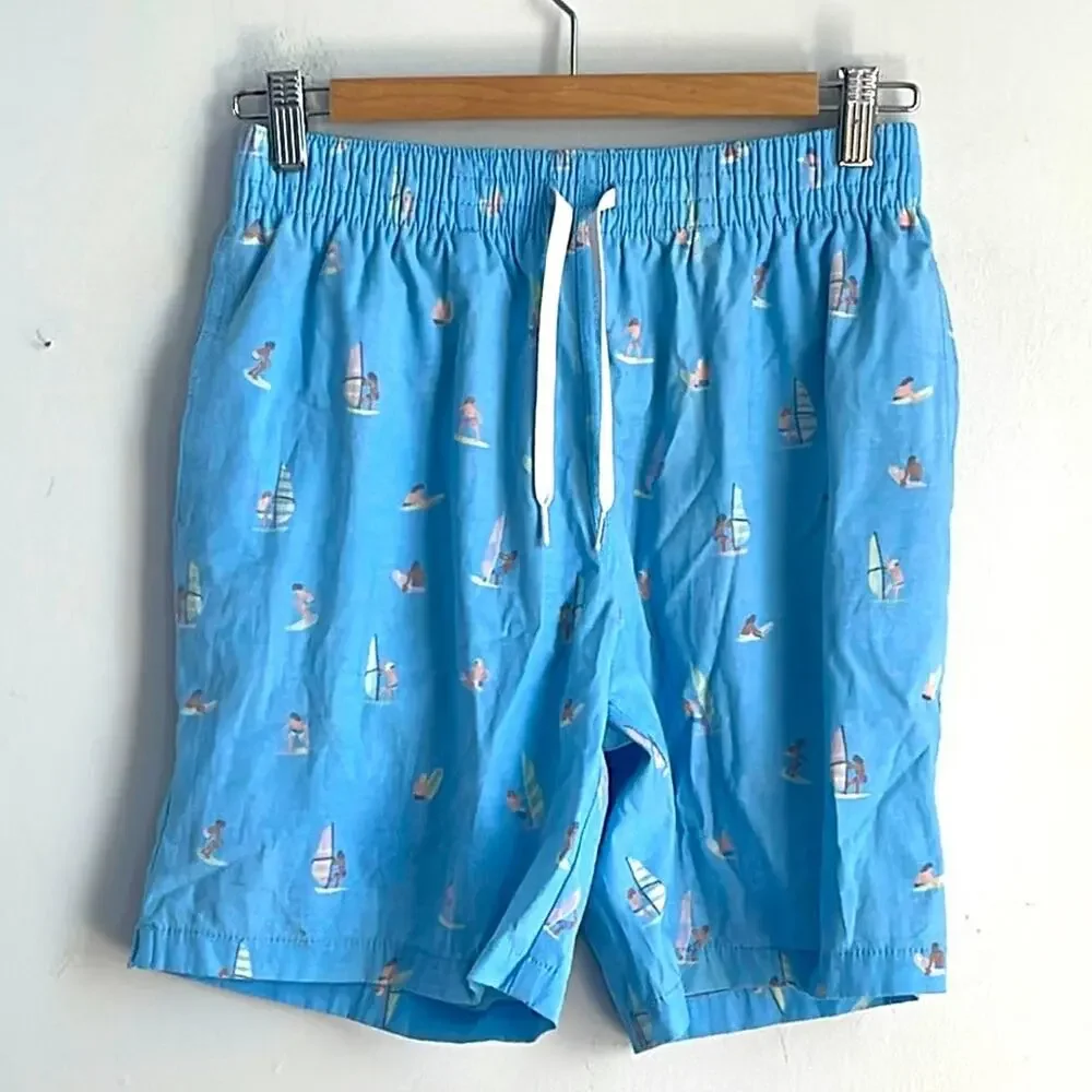 Chubbies surf board windsurfer print elastic waist pull on swim trunks sz S